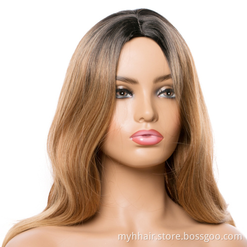 Body Wave Wigs Black Golden Middle Part Cosplay Synthetic Wigs For Women Long Hair Wigs hair Mix Aliexpress Hair Ombre